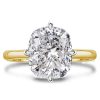 Two-Tone Cushion Cut Solitaire Engagement Ring - 925 Sterling Silver & Yellow Gold