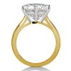 Two-Tone Cushion Cut Solitaire Engagement Ring - 925 Sterling Silver & Yellow Gold