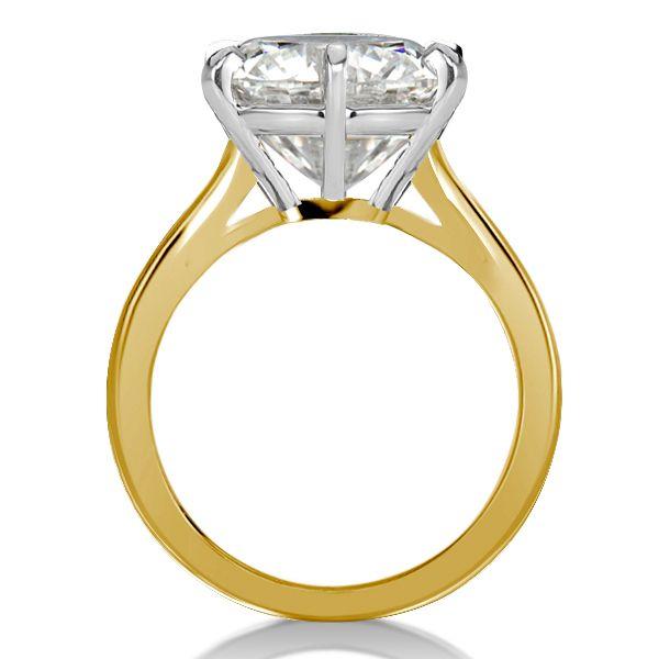 Two-Tone Cushion Cut Solitaire Engagement Ring - 925 Sterling Silver & Yellow Gold