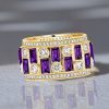 Amethyst Baguette Vintage Wedding Band - 18K Gold Plated Sterling Silver