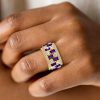 Amethyst Baguette Vintage Wedding Band - 18K Gold Plated Sterling Silver