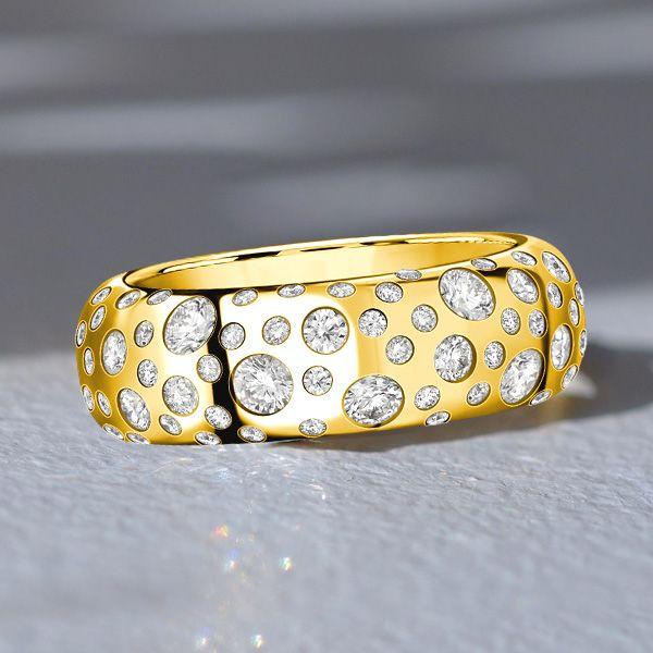 18K Gold Plated Sterling Silver Half Eternity Wedding Band - 1.24 CT. TW.