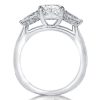 Milgrain White Sapphire Bridal Set - Sterling Silver Three Stone Engagement Ring