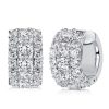 Cushion Cut Sterling Silver Triple Row Hoop Earrings