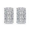 Cushion Cut Sterling Silver Triple Row Hoop Earrings