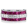 Vintage Ruby and Sapphire Wedding Band, 3.40 CT. TW. in Sterling Silver