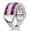 Vintage Ruby and Sapphire Wedding Band, 3.40 CT. TW. in Sterling Silver