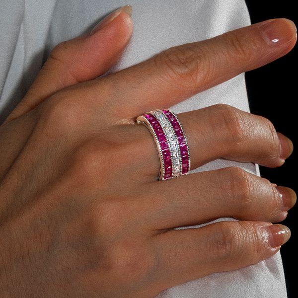 Vintage Ruby and Sapphire Wedding Band, 3.40 CT. TW. in Sterling Silver