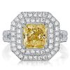 Yellow Topaz Double Halo Engagement Ring - 925 Sterling Silver