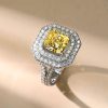 Yellow Topaz Double Halo Engagement Ring - 925 Sterling Silver