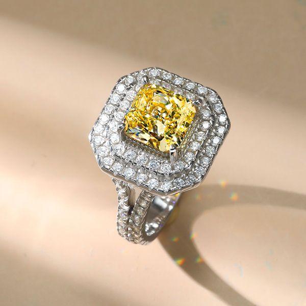 Yellow Topaz Double Halo Engagement Ring - 925 Sterling Silver