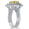 Yellow Topaz Double Halo Engagement Ring - 925 Sterling Silver