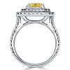 Yellow Topaz Double Halo Engagement Ring - 925 Sterling Silver