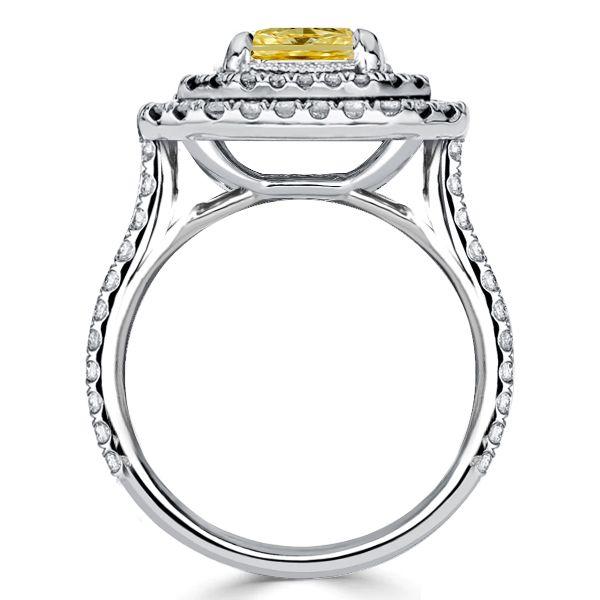 Yellow Topaz Double Halo Engagement Ring - 925 Sterling Silver
