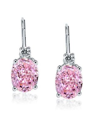 Oval Pink Sapphire Drop Earrings for Women - Sterling Silver