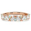 Baguette Cut Half Eternity Opal Wedding Band in Sterling Silver for Women