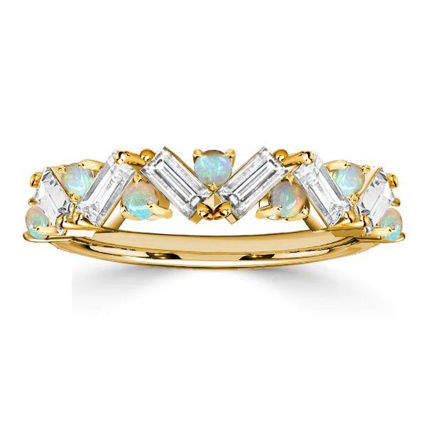 Baguette Cut Half Eternity Opal Wedding Band in Sterling Silver for Women