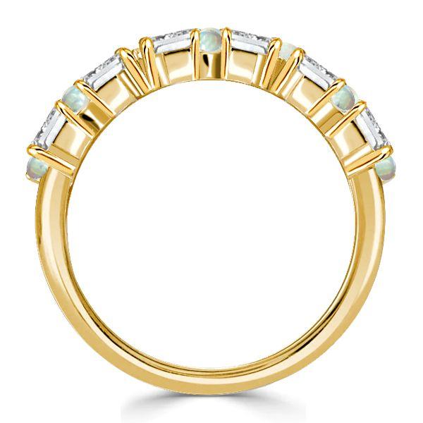 Baguette Cut Half Eternity Opal Wedding Band in Sterling Silver for Women