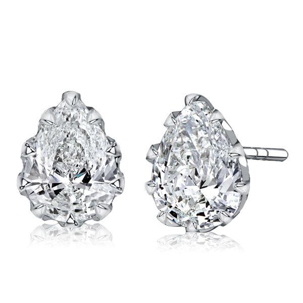 Sterling Silver Pear Cut Stud Earrings with Multi-Prong Setting - 2.50 CT. TW. White Sapphire