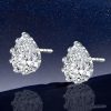 Sterling Silver Pear Cut Stud Earrings with Multi-Prong Setting - 2.50 CT. TW. White Sapphire