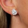 Sterling Silver Pear Cut Stud Earrings with Multi-Prong Setting - 2.50 CT. TW. White Sapphire