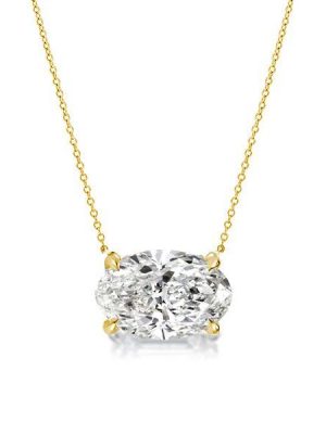 Golden Oval Cut Pendant Necklace - 18K Gold Plated Sterling Silver