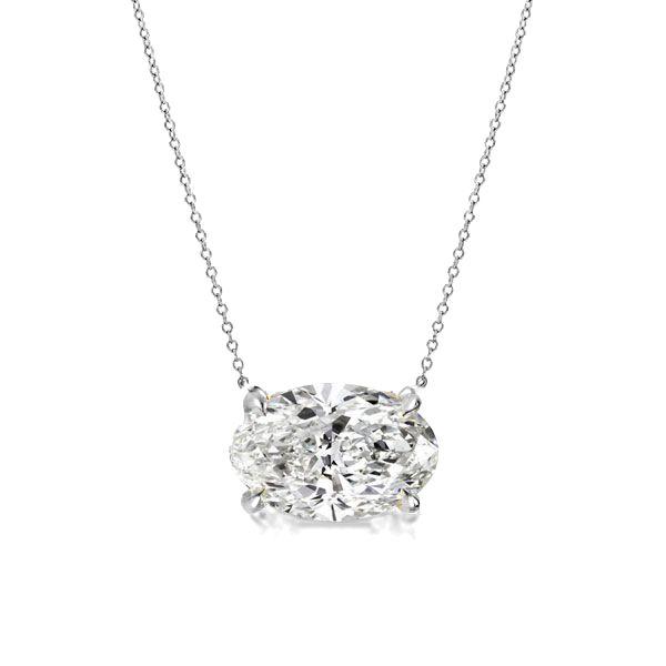 Golden Oval Cut Pendant Necklace - 18K Gold Plated Sterling Silver