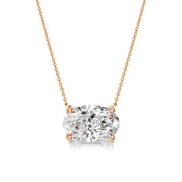 Golden Oval Cut Pendant Necklace - 18K Gold Plated Sterling Silver
