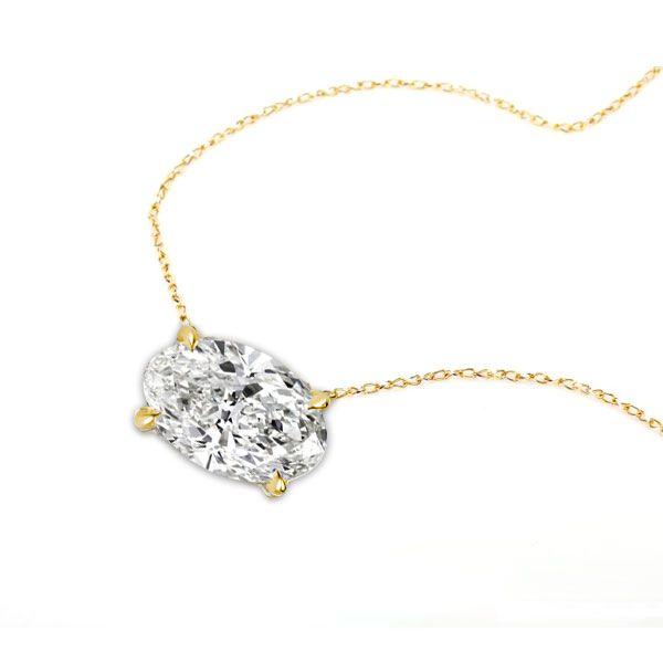 Golden Oval Cut Pendant Necklace - 18K Gold Plated Sterling Silver