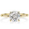 Cushion Cut Solitaire Engagement Ring Set - 18K Gold Plated Sterling Silver, 5.32 CT. TW.