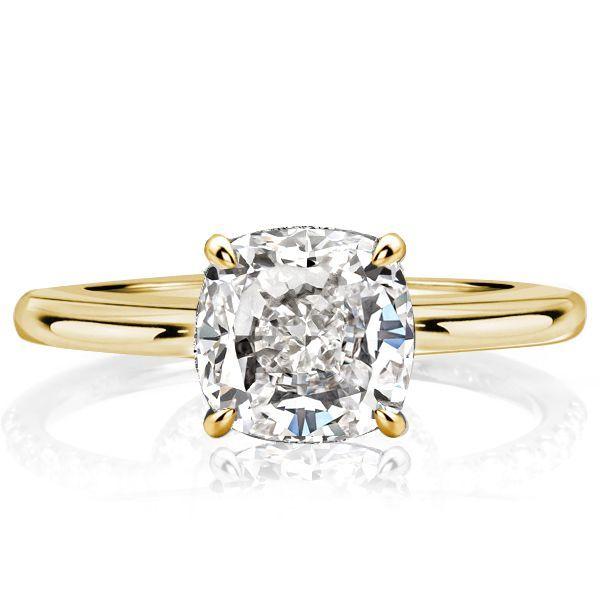 Cushion Cut Solitaire Engagement Ring Set - 18K Gold Plated Sterling Silver, 5.32 CT. TW.