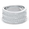 Art Deco White Sapphire Wedding Band - 925 Sterling Silver
