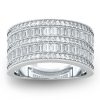 Art Deco White Sapphire Wedding Band - 925 Sterling Silver