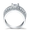 Wide Band Sterling Silver Wedding Ring with Triple Row White Sapphires