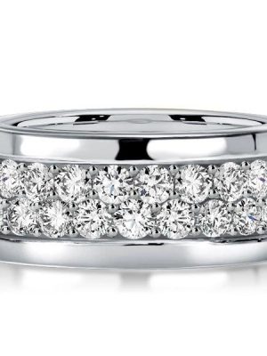 Micro Pave Eternity Wedding Band for Women, 2.88 CT. TW. Sterling Silver