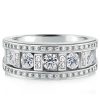 Sterling Silver Multi-Row Round Cut Eternity Wedding Band