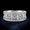 Sterling Silver Multi-Row Round Cut Eternity Wedding Band