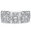 Sterling Silver Half Eternity Band Ring with Bezel Set Princess and Baguette Cut Stones (1.94 CT. TW.)
