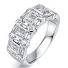 Sterling Silver Half Eternity Band Ring with Bezel Set Princess and Baguette Cut Stones (1.94 CT. TW.)