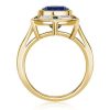 Blue Sapphire Halo Engagement Ring for Women - Sterling Silver