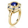 Blue Sapphire Halo Engagement Ring for Women - Sterling Silver