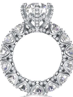 Eternity Round Created White Sapphire Engagement Ring - 925 Sterling Silver