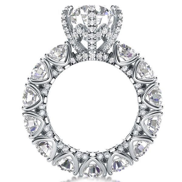 Eternity Round Created White Sapphire Engagement Ring - 925 Sterling Silver