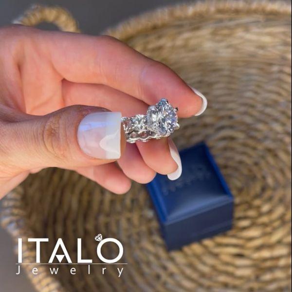 Eternity Round Created White Sapphire Engagement Ring - 925 Sterling Silver