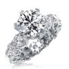 Eternity Round Created White Sapphire Engagement Ring - 925 Sterling Silver