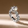 Eternity Round Created White Sapphire Engagement Ring - 925 Sterling Silver