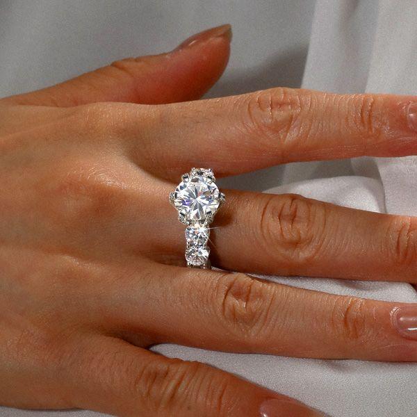 Eternity Round Created White Sapphire Engagement Ring - 925 Sterling Silver
