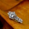 Eternity Round Created White Sapphire Engagement Ring - 925 Sterling Silver