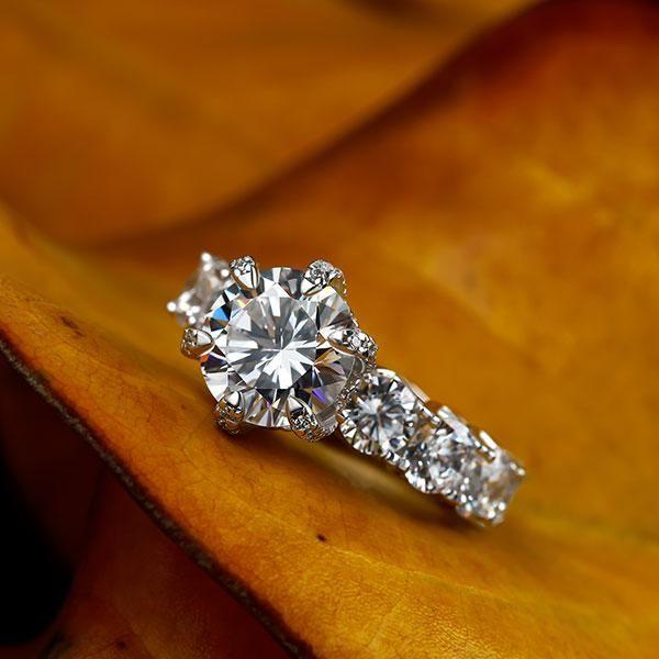 Eternity Round Created White Sapphire Engagement Ring - 925 Sterling Silver