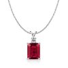 Emerald & Ruby Pendant Necklace - 925 Sterling Silver, Emerald Cut Gemstone